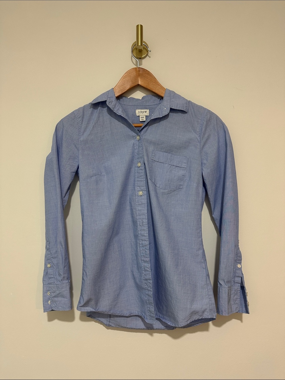 Petite J. Crew Light Blue Women’s Casual Button-Down Shirt